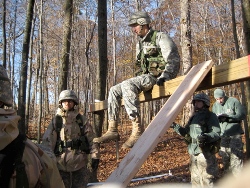 Cadets run an outdoor course