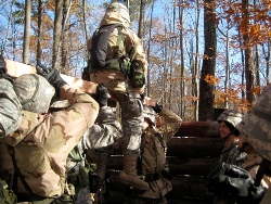 Cadets run an outdoor course